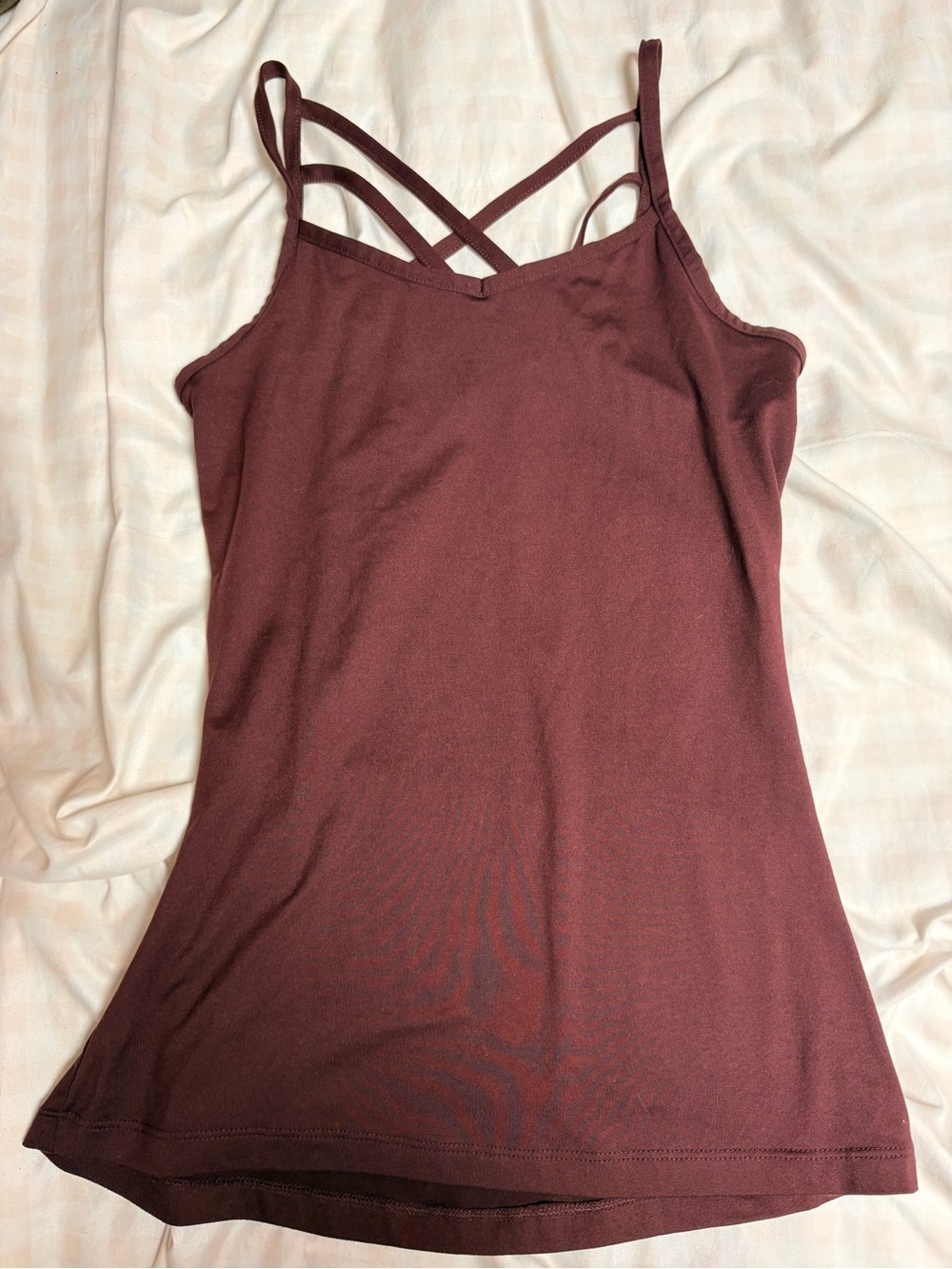 Women's Burgundy Double-Strap Tank Top